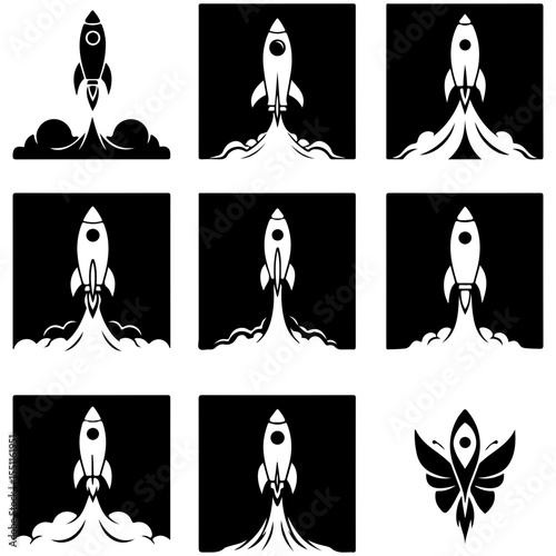 A collection of spacecraft schematics, showcasing a variety of functional and elegant designs