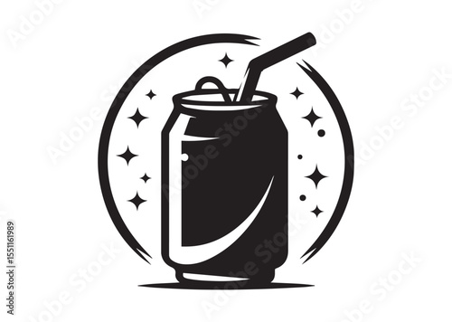 Soda Can Silhouette black vector Illustration