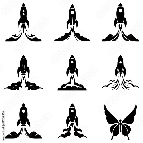 A beautiful assortment of rocket designs that look like they came from a master schematic