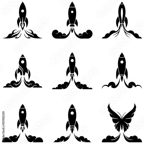 A collection of various rocket designs for traversing the cosmos from one nebula to the next