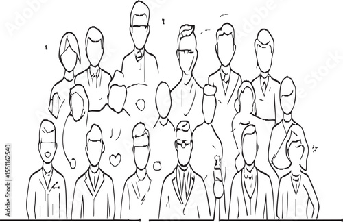  Diverse Group of People Outline Illustration