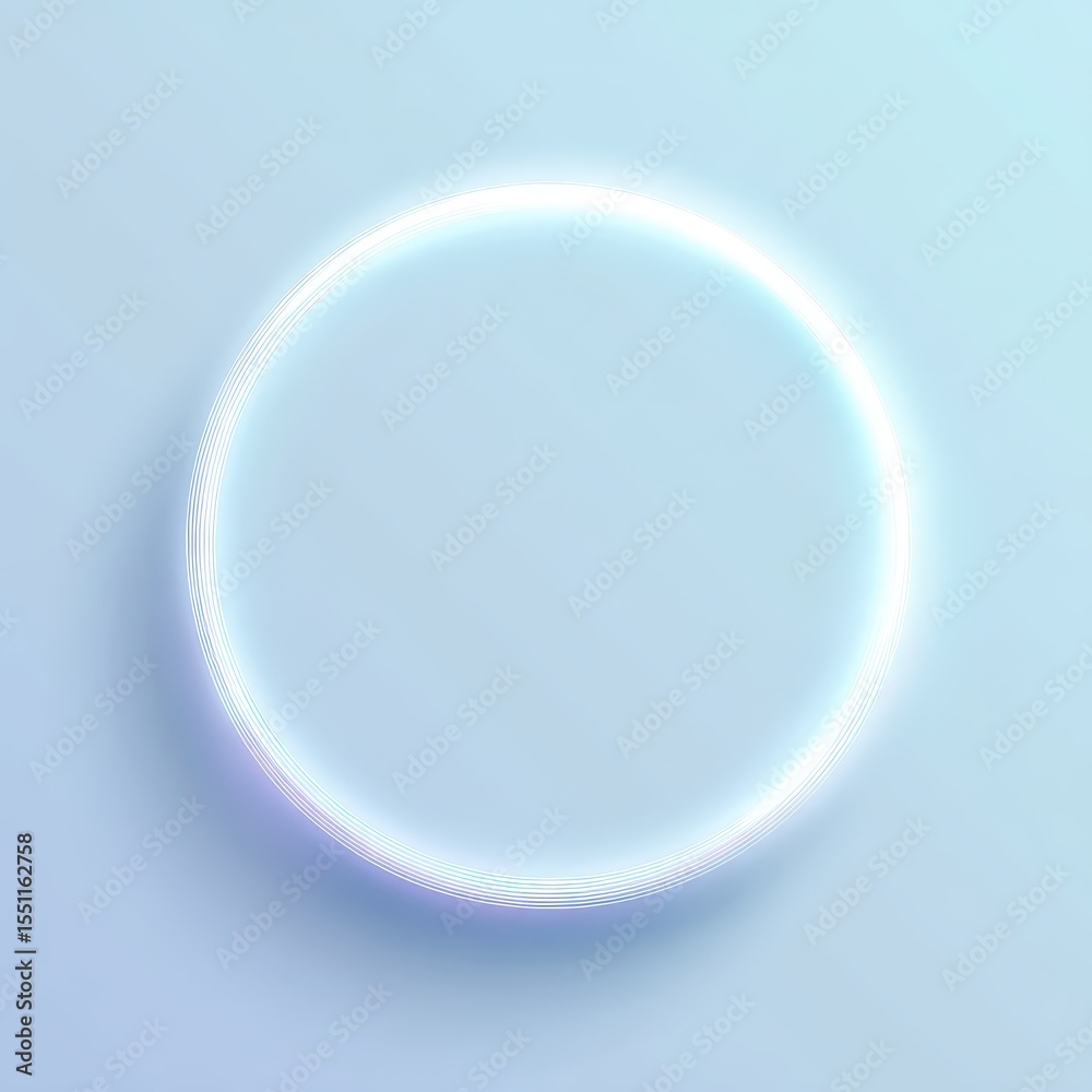 Fototapeta premium Glowing pastel-blue circle, softly lit, on a light-blue background. A simple, minimalist design