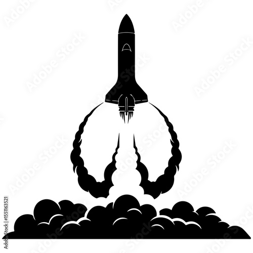 A complete classic tin toy rocket designs, captured in a clean vector silhouette format