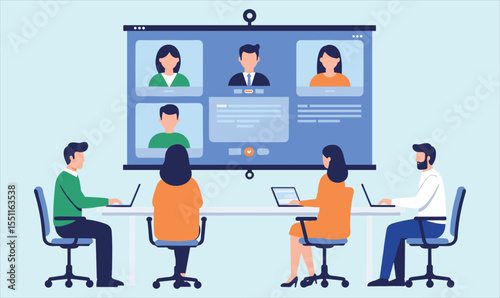 Remote Work Collaboration: Diverse Business Team Engaged in Online Video Conference Meeting from Office and Home, Fostering Global Communication and Virtual Teamwork.
