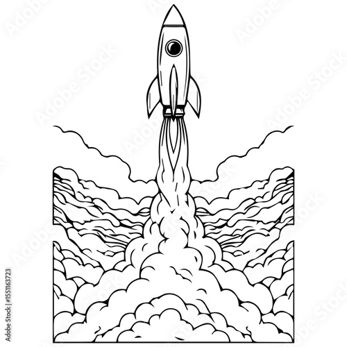 A minimalist rocket icon representing business growth, forward momentum, and breakthrough innovation