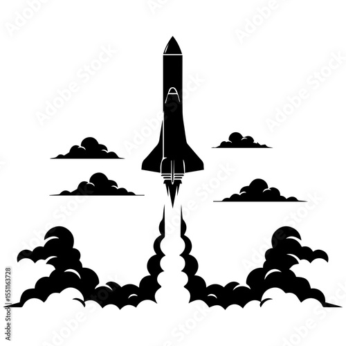 A massive fleet of rocket silhouette symbolizing the launch of new tech startups and bold ideas