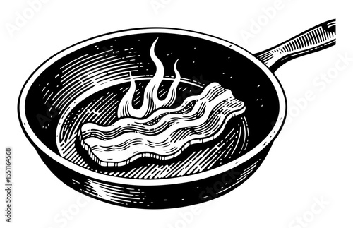Bacon vector engraving style illustration