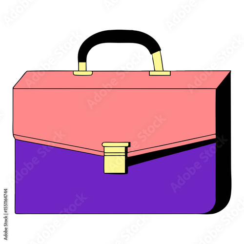Stylish two tone briefcase with gold clasps and handle