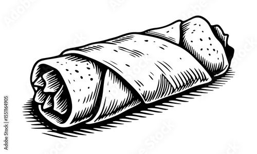 Burrito vector engraving style illustration