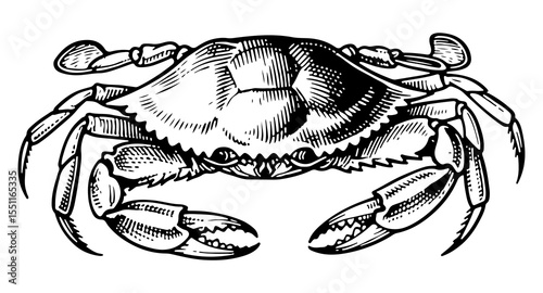 Crab vector engraving style illustration