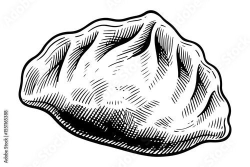 Dumpling vector engraving style illustration