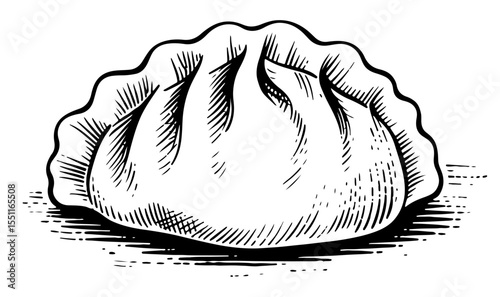 Dumpling vector engraving style illustration