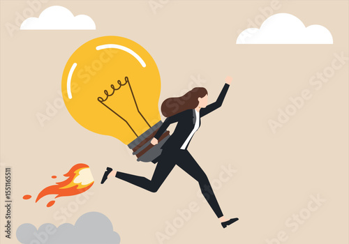 Business person running on cloud nine, a concept illustration of success