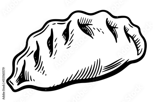 Dumpling vector engraving style illustration