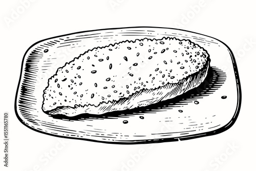 Fried Chicken vector engraving style illustration