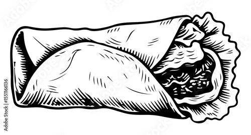 Kebab vector engraving style illustration