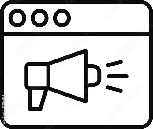 Megaphone on screen. Digital marketing promotion on computer screen with dollar sign for online advertising campaign