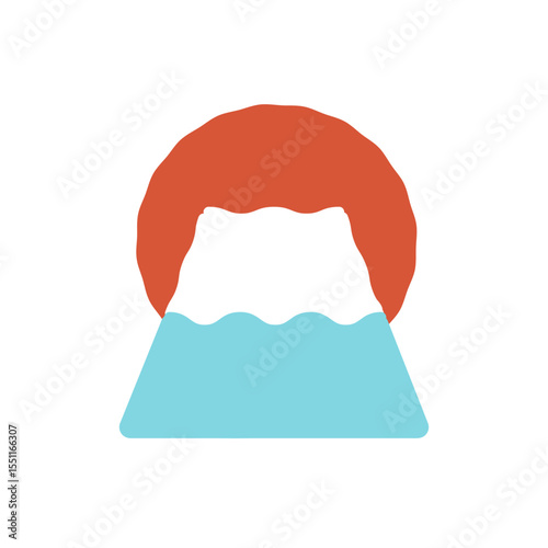 富士山と初日の出　イラスト