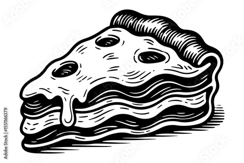 Lasagna vector engraving style illustration