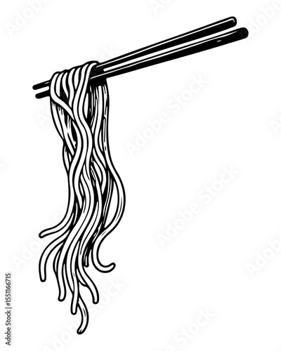 Noodles vector engraving style illustration