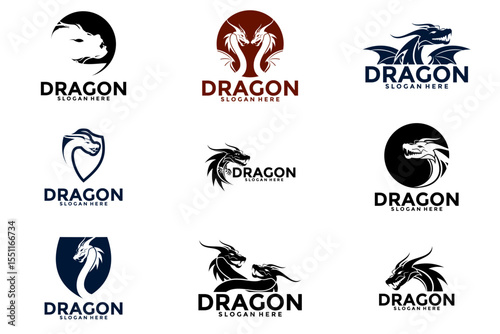 Dragon premium logo set, Dragon logo vector template