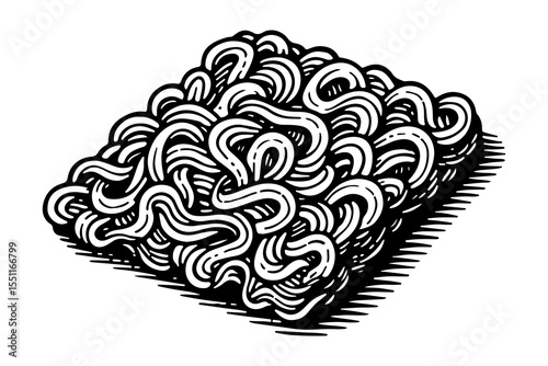 Noodles vector engraving style illustration