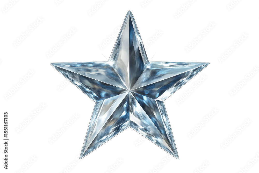 Obraz premium Faceted crystal star gleaming on a transparent background, perfect for festive designs and holiday projects