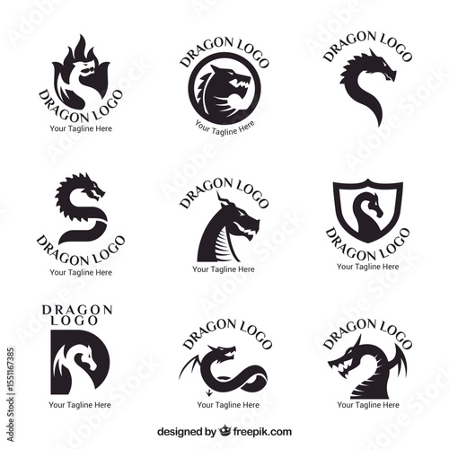 Flat Dragon Logo Collection