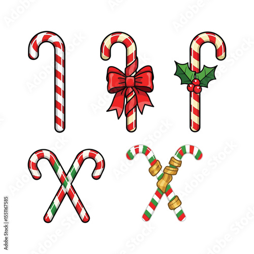christmas candy cane and ribbon