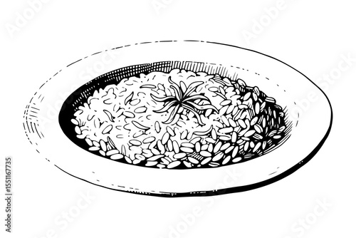Risotto vector engraving style illustration