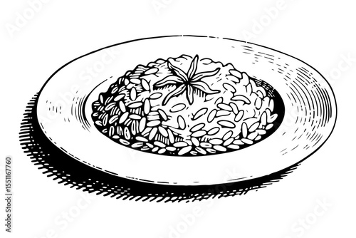 Risotto vector engraving style illustration