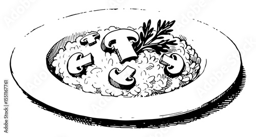 Risotto vector engraving style illustration