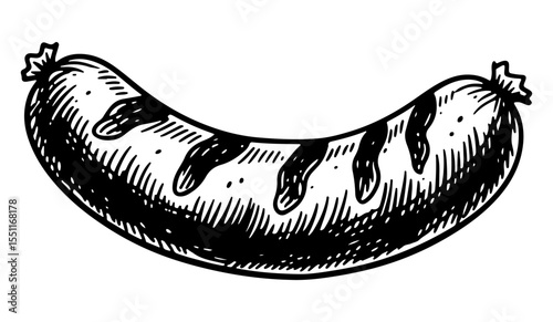 Sausage vector engraving style illustration