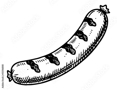 Sausage vector engraving style illustration