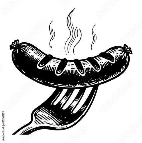 Sausage vector engraving style illustration