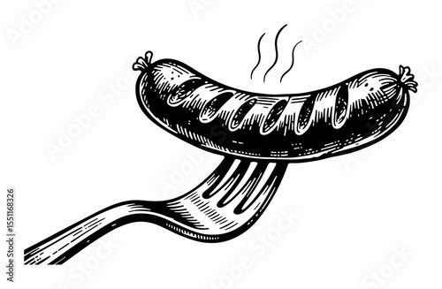 Sausage vector engraving style illustration