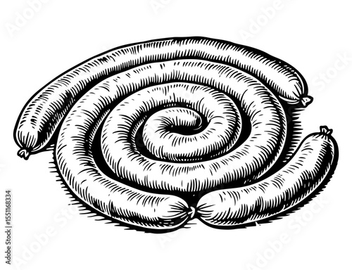 Sausage vector engraving style illustration