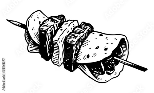 Shawarma vector engraving style illustration