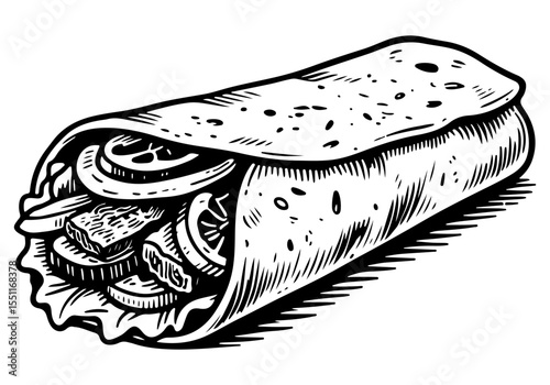 Shawarma vector engraving style illustration