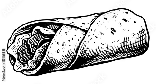 Shawarma vector engraving style illustration
