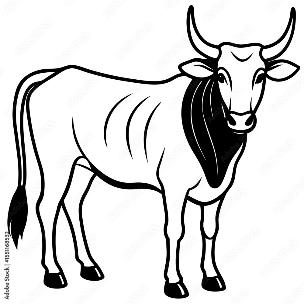 Fototapeta premium Elegant Zebu Outline Design