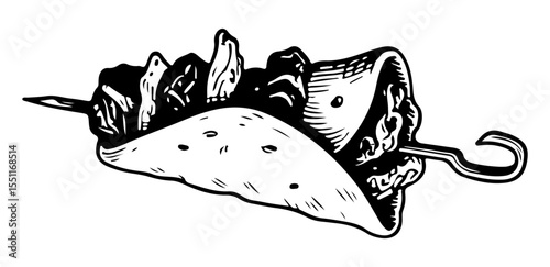 Shawarma vector engraving style illustration