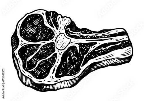 Steak vector engraving style illustration