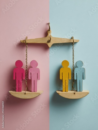 Gender Equality Icons Balanced on a Scale Illustrating the Need for Equal Rights and Opportunities for All Individuals