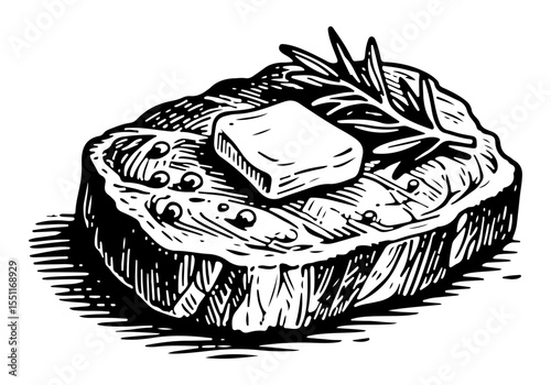 Steak vector engraving style illustration