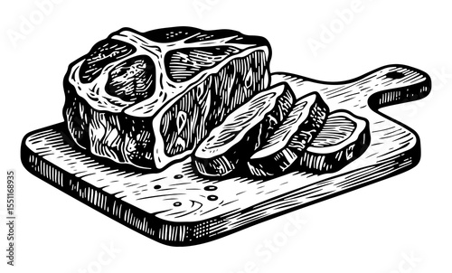 Steak vector engraving style illustration