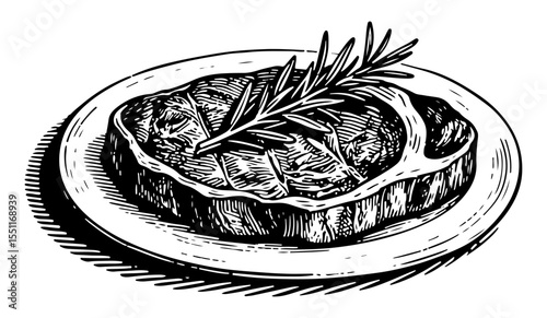 Steak vector engraving style illustration