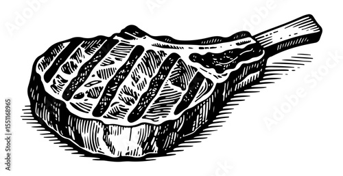 Steak vector engraving style illustration