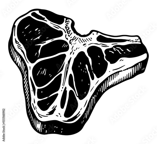 Steak vector engraving style illustration