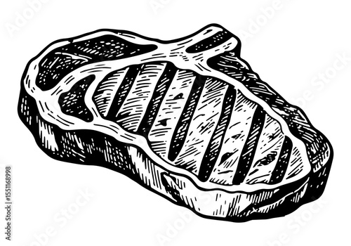 Steak vector engraving style illustration